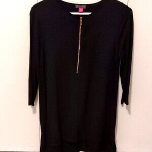 Vince Camuto Black Top With Gold Zipper